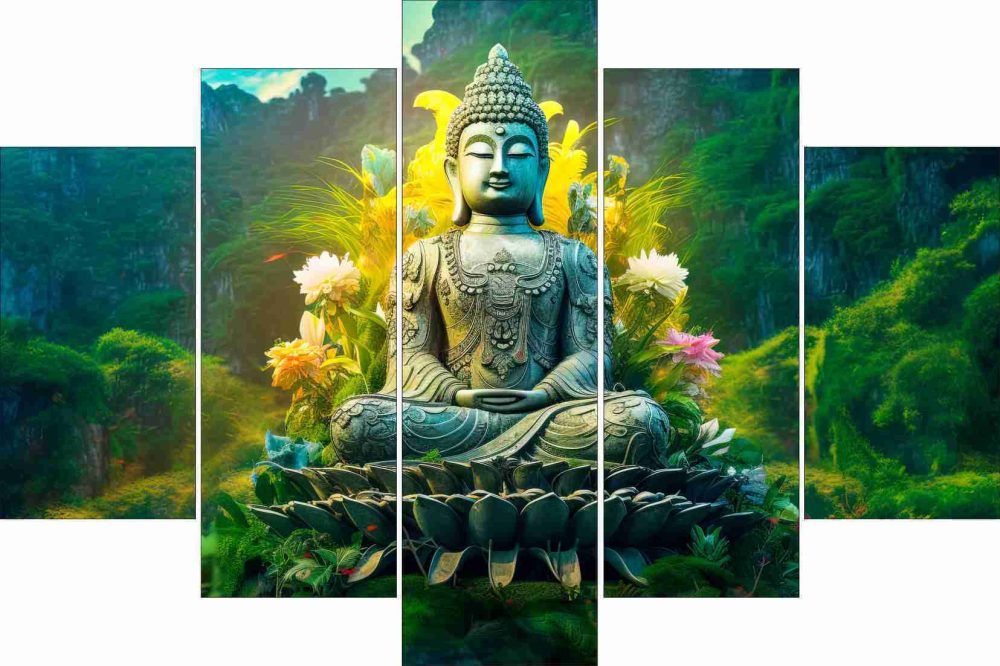 CRYSTALSIGN Lord Buddha Self Adhesive Wooden Panel Frame Wall Decor/ Wall Painting/| Eco-Friendly & Modern Decor for Home & Office - Image 4