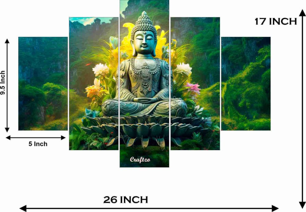 CRYSTALSIGN Lord Buddha Self Adhesive Wooden Panel Frame Wall Decor/ Wall Painting/| Eco-Friendly & Modern Decor for Home & Office - Image 3