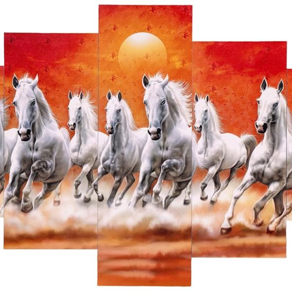 CRYSTALSIGN 7 Running Horses Wall Art |  Modern Decor for Home & Office