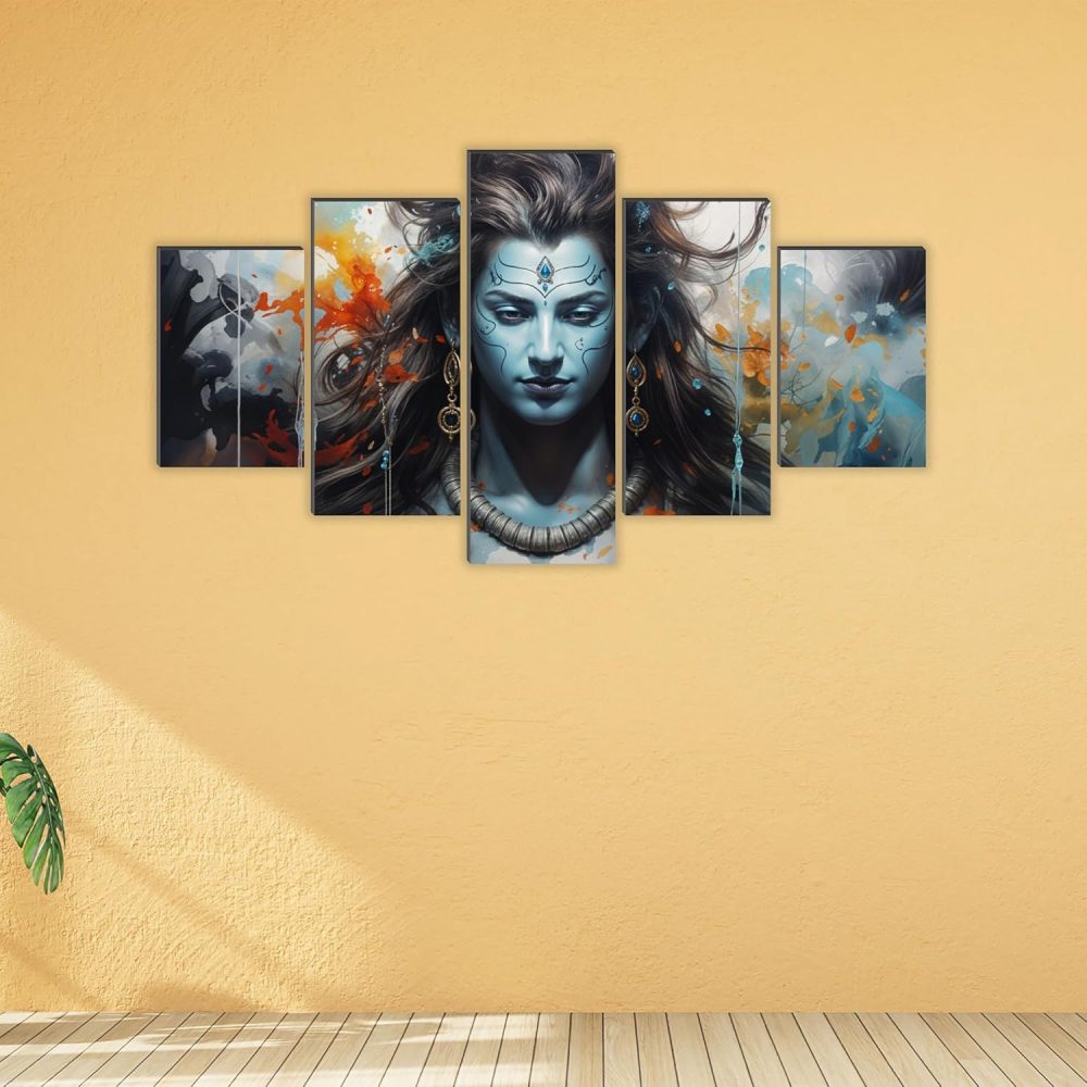 CRYSTALSIGN Multi-Panel Lord Shiva Wall Art | Modern Home decoration - Image 2