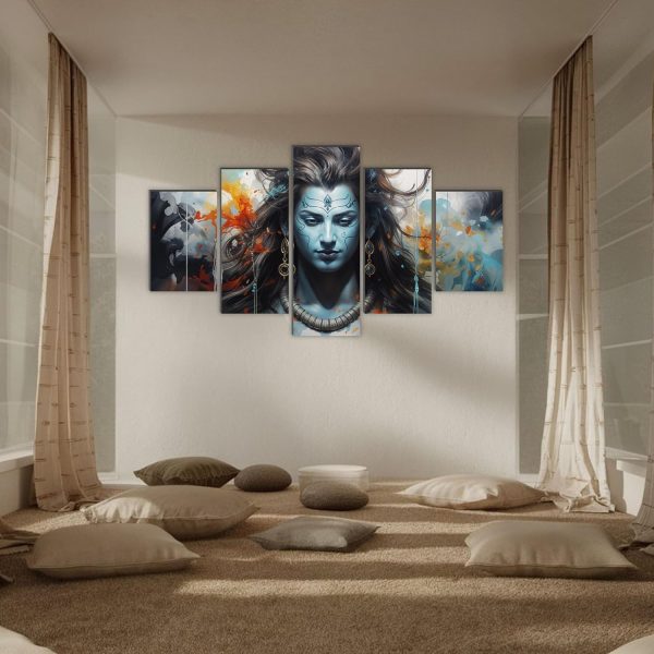 CRYSTALSIGN Multi-Panel Lord Shiva Wall Art | Modern Home decoration