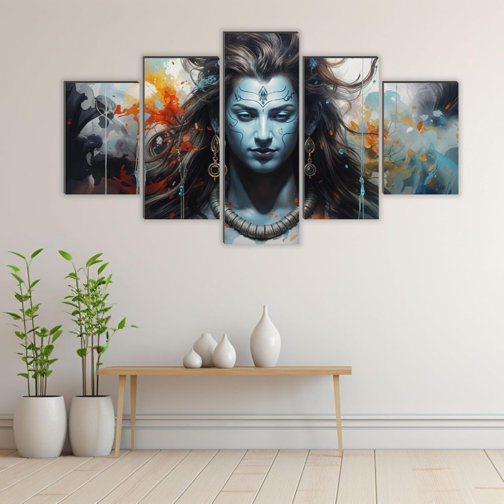 CRYSTALSIGN Multi-Panel Lord Shiva Wall Art | Modern Home decoration - Image 3