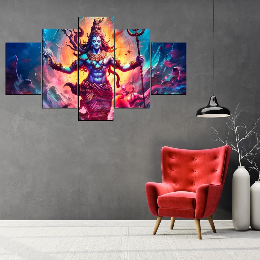 CRYSTALSIGN Multi-Panel Lord Shiv Ji Wall Art | Modern Home decoration - Image 3