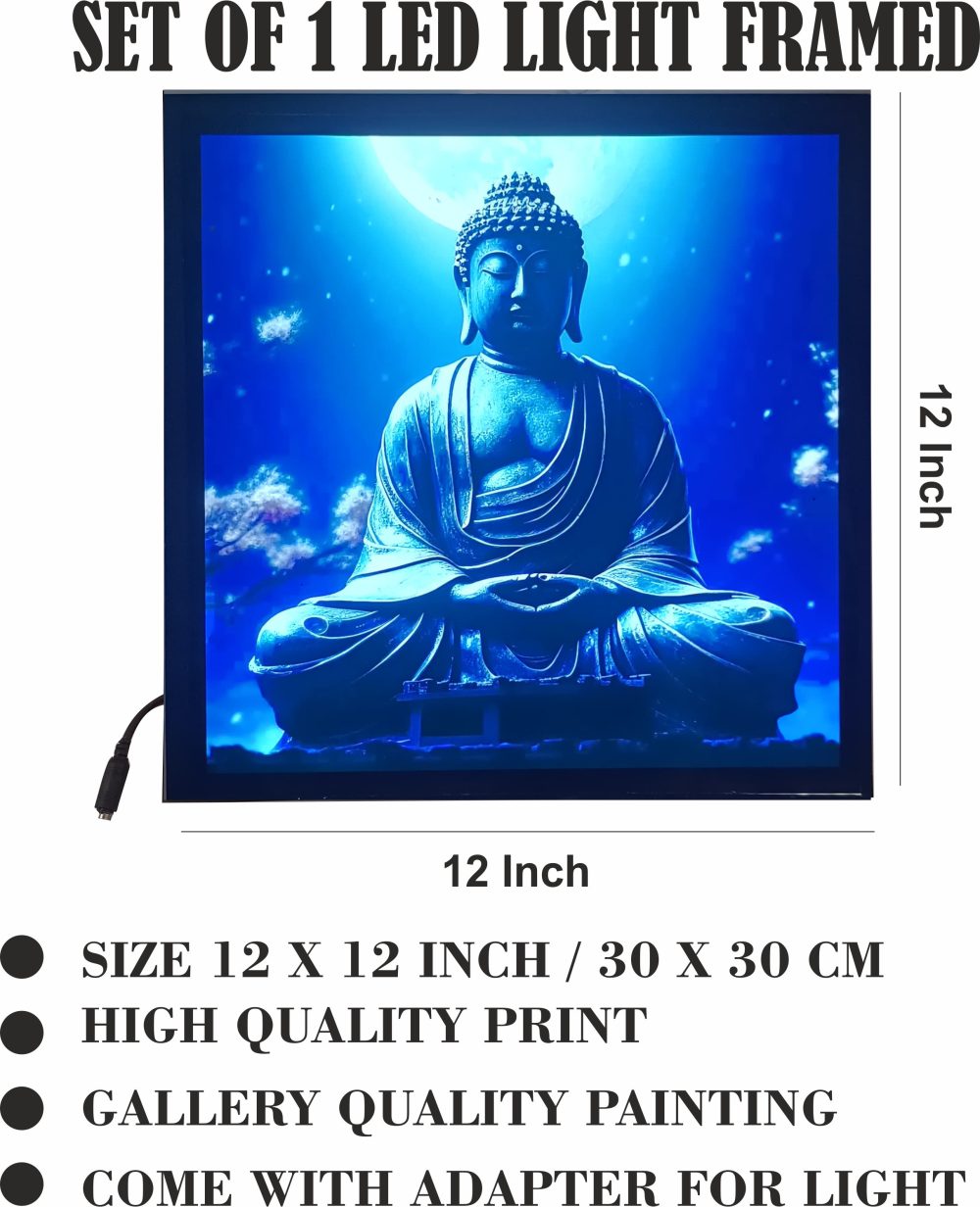 CRYSTALSIGN Lord Buddha in Meditation State LED Photo  12x12 Inches - Image 2