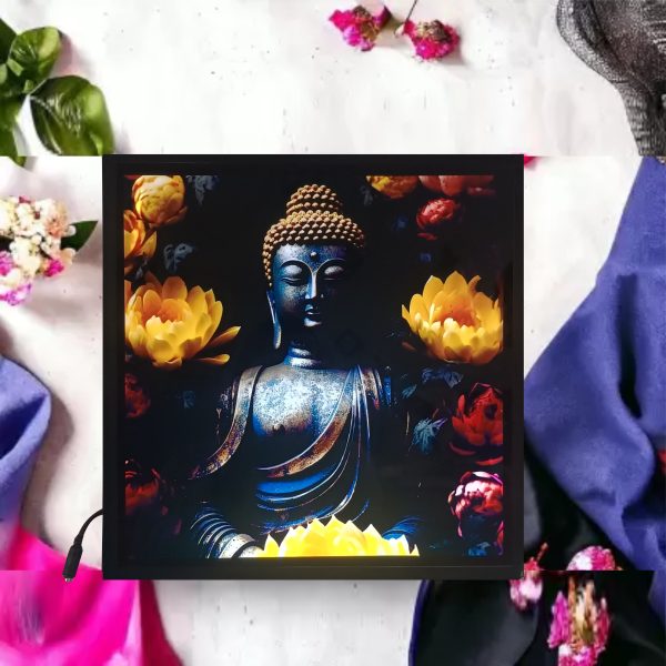 CRYSTALSIGN Lord Buddha doing Meditation LED Photo  12x12 Inches