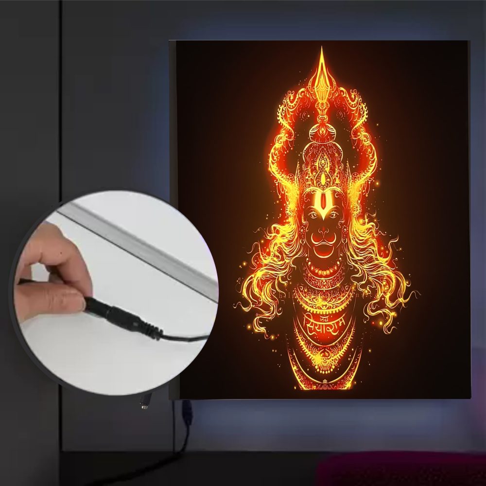 CRYSTALSIGN Beautiful Hanuman Ji LED Photo  12x12 Inches - Image 3