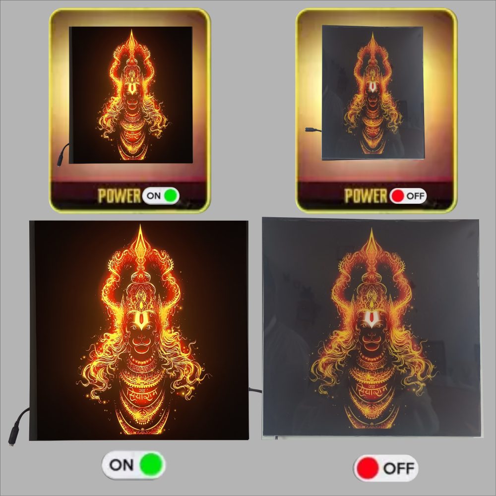 CRYSTALSIGN Beautiful Hanuman Ji LED Photo  12x12 Inches - Image 4