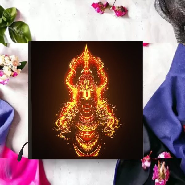 CRYSTALSIGN Beautiful Hanuman Ji LED Photo  12x12 Inches