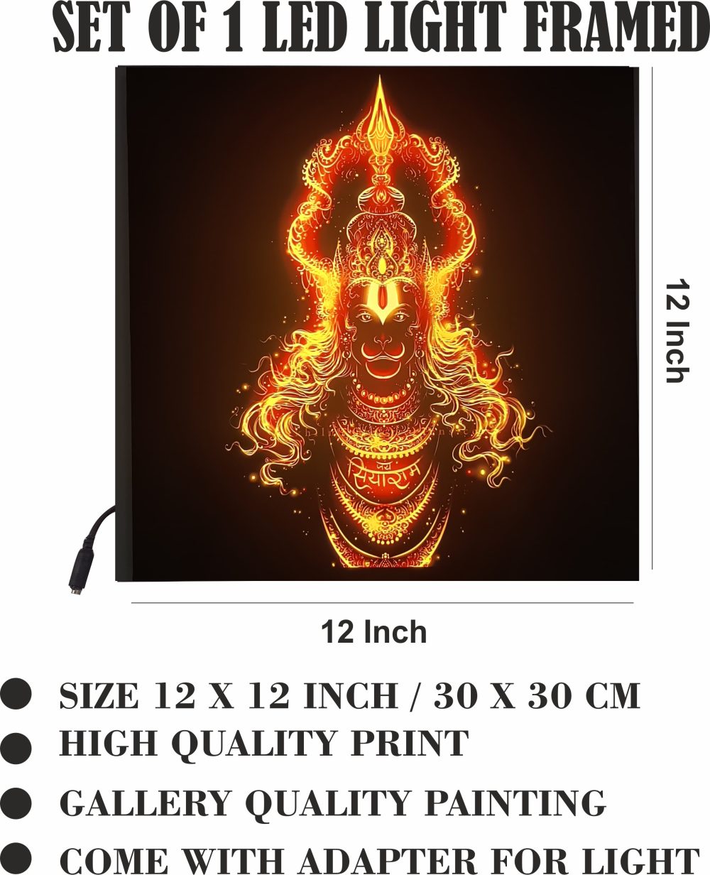 CRYSTALSIGN Beautiful Hanuman Ji LED Photo  12x12 Inches - Image 2