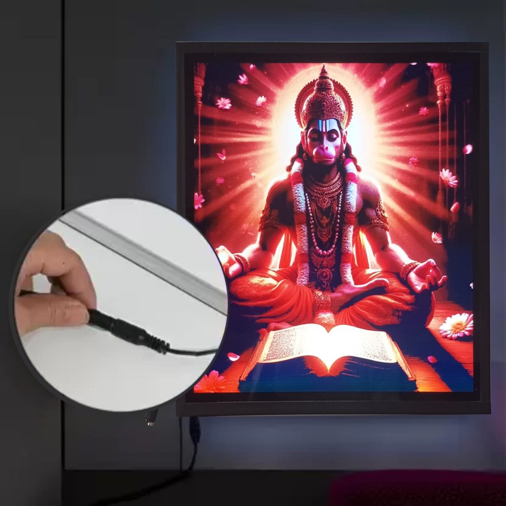 CRYSTALSIGN Beautiful Lord Hanumana LED Photo  12x12 Inches - Image 2