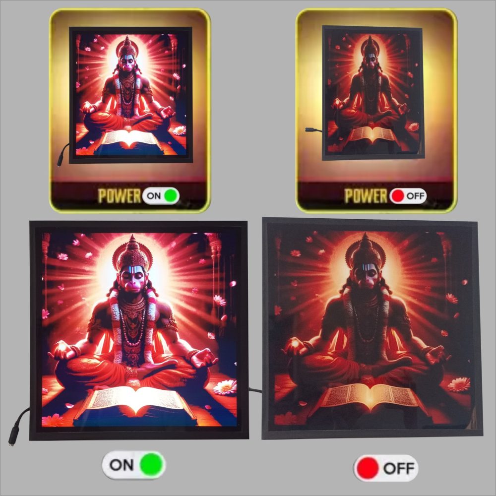 CRYSTALSIGN Beautiful Lord Hanumana LED Photo  12x12 Inches - Image 3