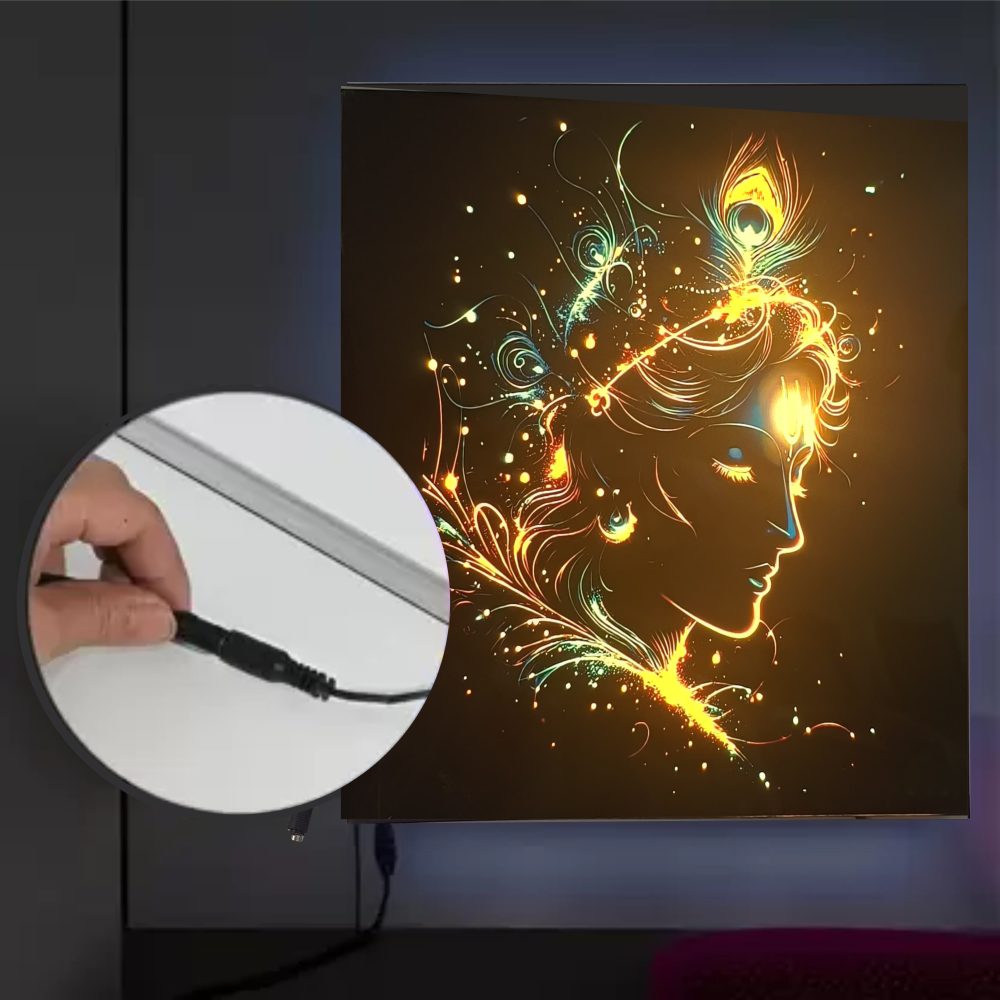 CRYSTALSIGN Beautiful Krishna LED Photo  12x12 Inches - Image 3