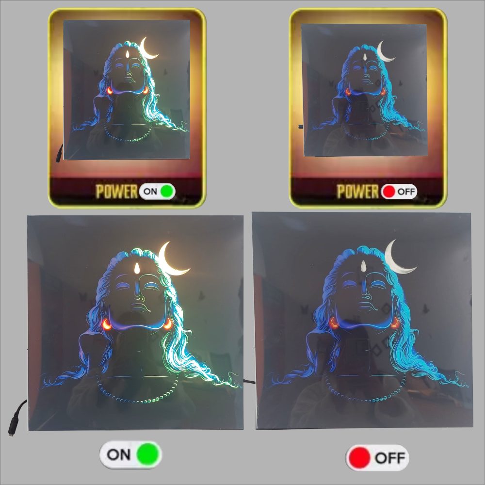 CRYSTALSIGN Adiyogi Shiv ji LED Photo  12x12 Inches - Image 2