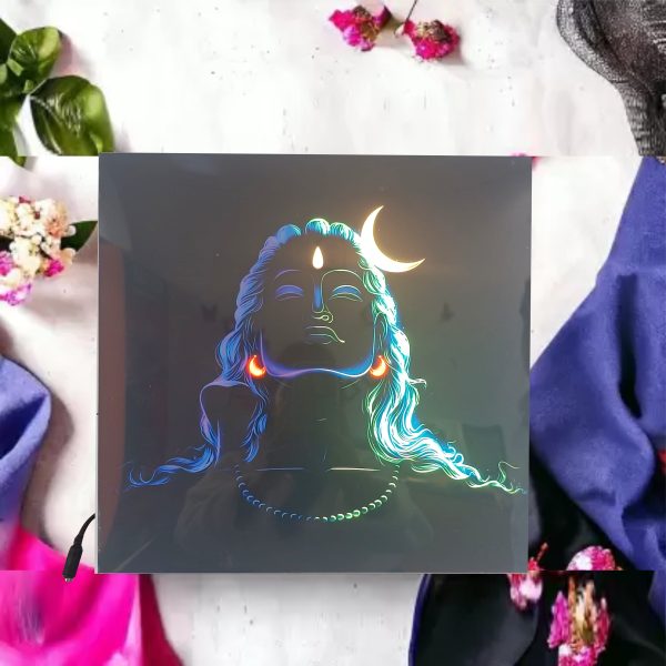 CRYSTALSIGN Adiyogi Shiv ji LED Photo  12x12 Inches