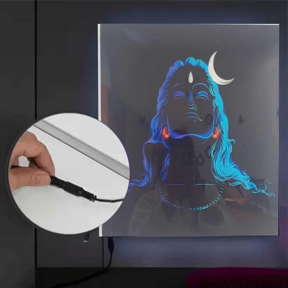 CRYSTALSIGN Adiyogi Shiv ji LED Photo  12x12 Inches - Image 3