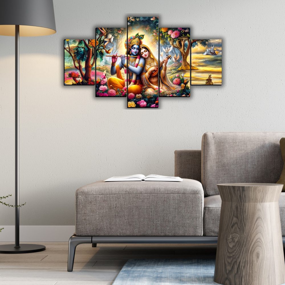 CRYSTALSIGN Radha Krishna Religious Mdf Wall Painting| Eco-Friendly & Modern Decor for Home & Office - Image 4