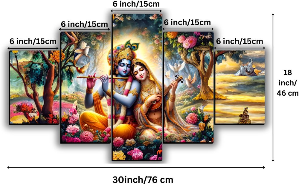 CRYSTALSIGN Radha Krishna Religious Mdf Wall Painting| Eco-Friendly & Modern Decor for Home & Office - Image 3