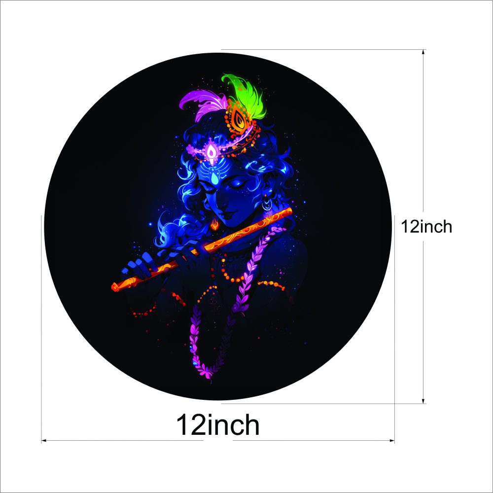CRYSTALSIGN Beautiful Krishna Bansuri LED Photo 12x12 Inches For Home Decoration& Gifting - Image 3