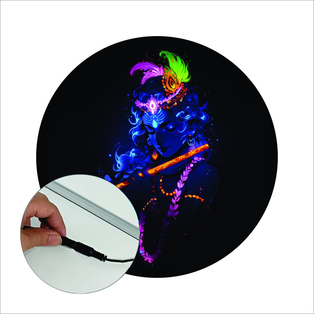 CRYSTALSIGN Beautiful Krishna Bansuri LED Photo 12x12 Inches For Home Decoration& Gifting - Image 2
