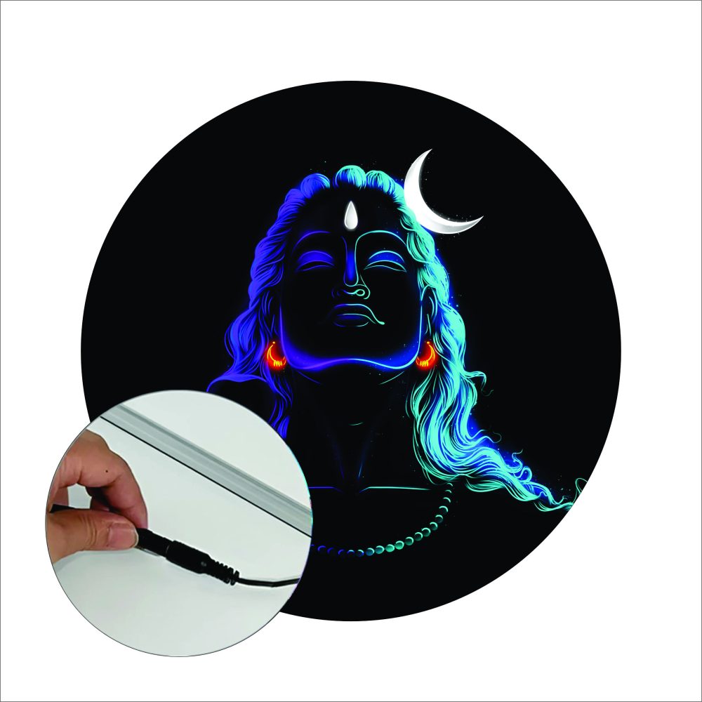 CRYSTALSIGN Beautiful Adiyogi LED Photo 12x12 Inches For Home Decoration& Gifting - Image 2