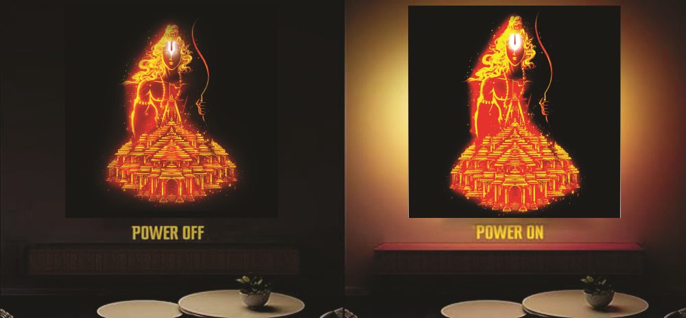 CRYSTALSIGN Beautiful Shri Ram Janmbhumi LED 12x12 Inches For Home Decoration& Gifting - Image 2