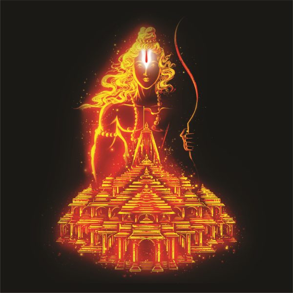 CRYSTALSIGN Beautiful Shri Ram Janmbhumi LED 12x12 Inches For Home Decoration& Gifting