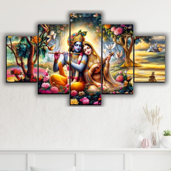 CRYSTALSIGN Radha Krishna Religious Mdf Wall Painting| Eco-Friendly & Modern Decor for Home & Office