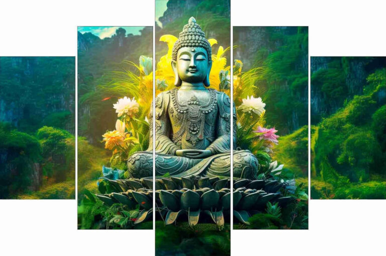 CRYSTALSIGN Multi-Panel Gautam Buddha Meditating Peacefully Wall Art | Modern Home decoration