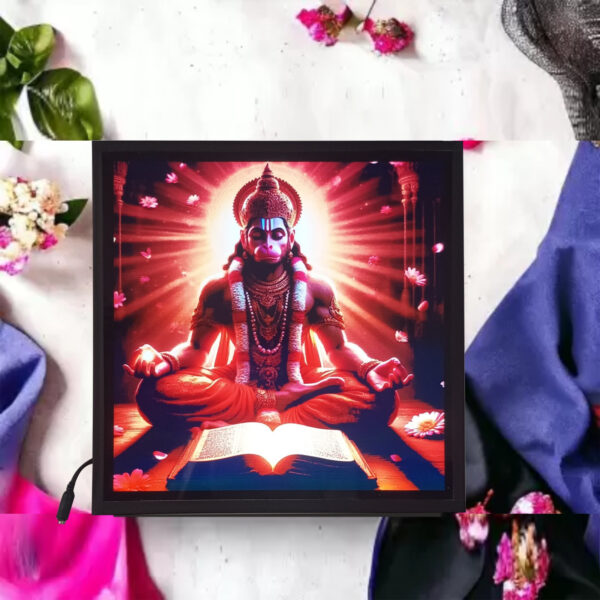 Crystalarc Beautiful Lord Hanumana LED Photo  12x12 Inches
