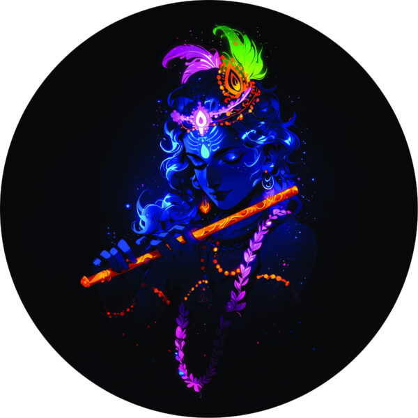 Crystalarc Beautiful Krishna Bansuri LED Photo 12x12 Inches For Home Decoration& Gifting